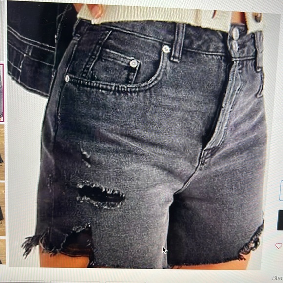 FREE PEOPLE CRVY Breaker High Rise black denim shorts size 29 - Picture 5 of 5